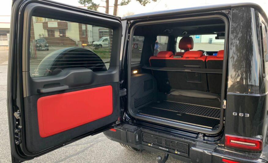 Mercedes Benz G63 AMG 4×4  Obsidian black metallic – finish (197)  Full leather black – red MY 2022  (10166)  (4.175.000,00 MAD)